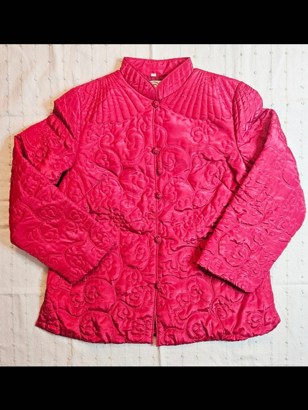Vintage 70s Nordstrom Brass Plum Quilted Jacket Cherry Red Large